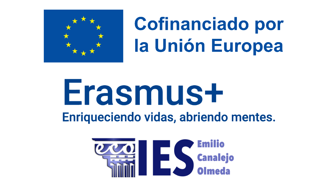 Logotipos del proyecto Erasmus+ y cofinanciación europea